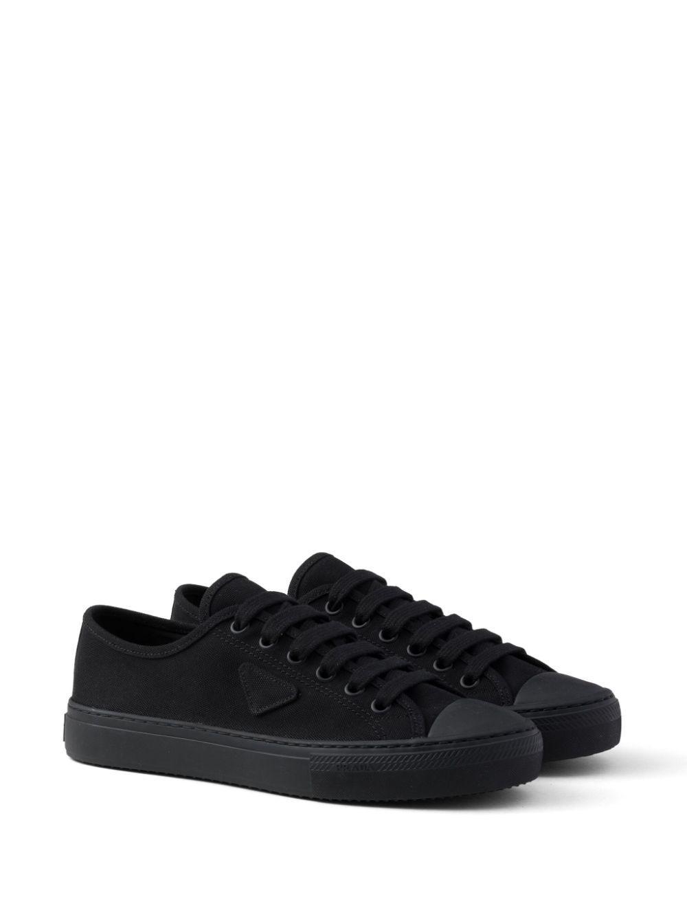 PRADA Triangle-logo Hemp Sneakers In Black Product Image