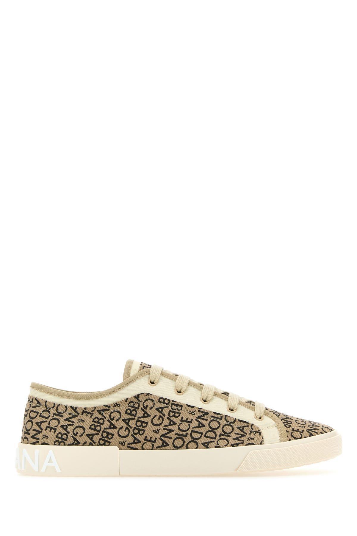 Beige Printed Canvas Sneakers Product Image