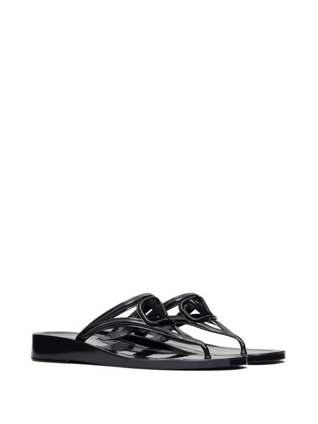 VALENTINO GARAVANI Vlogo Jelly Wedge Flip Flop In Black Product Image