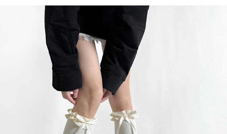 Ribbon Accent Plain Over-The-Knee Socks Product Image