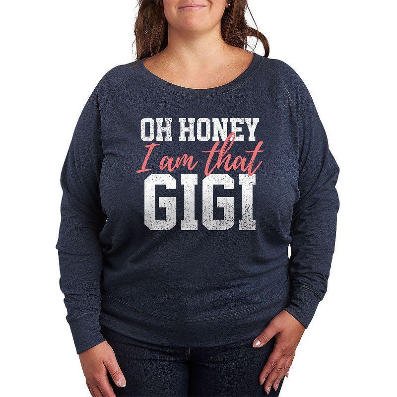 Plus Size Oh Honey I Am That Gigi Lightweight French Terry Sweatshirt, Girls Grey Indigo Product Image