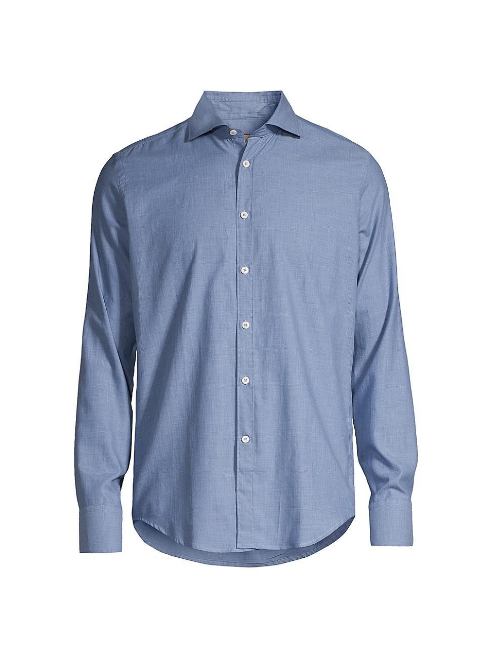 Mens Solid Cotton Sport Shirt Product Image