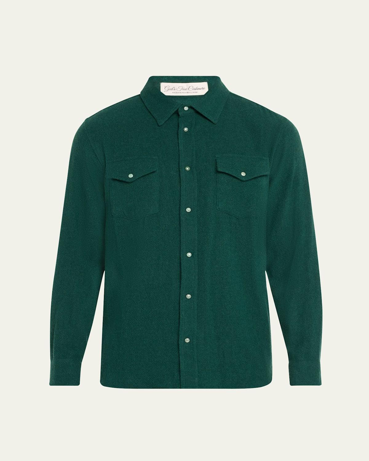 Mens Cashmere Gauze Shirt with Emerald Snaps product image