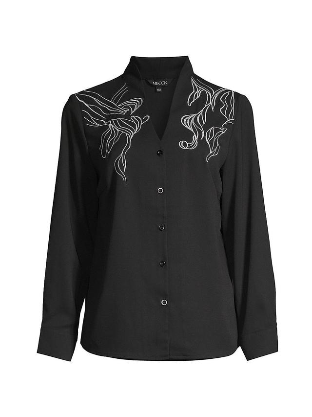 Womens Abstract Embroidered Crepe Blouse Product Image