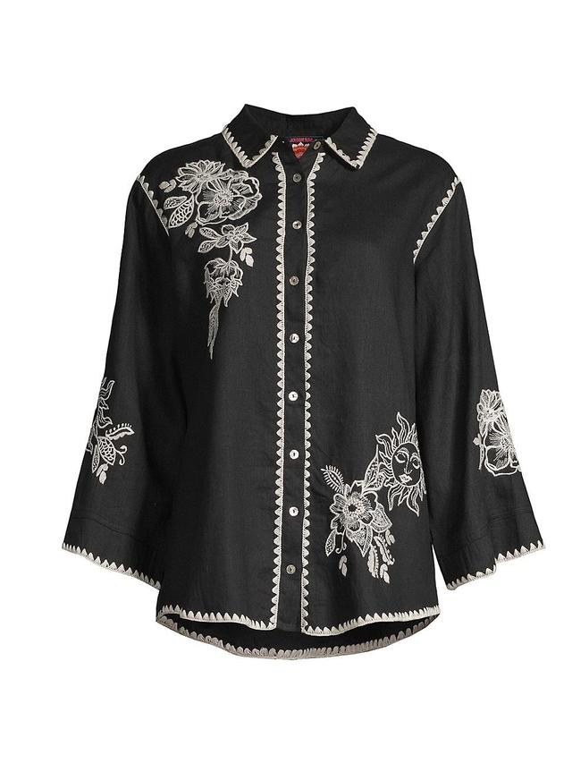 Womens Addison Linen Embroidered Shirt Product Image