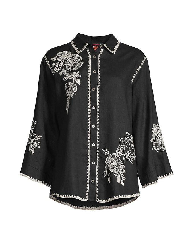 Womens Addison Embroidered Linen Shirt Product Image