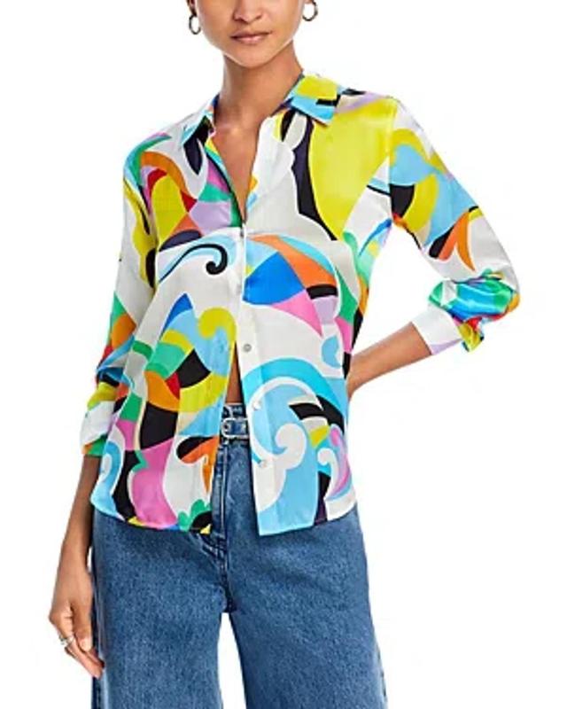 L AGENCE L'agence Tyler Kaleidoscope Silk Button-up Shirt In Small Multi Kaleidoscope Product Image