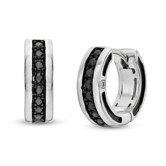 Vera Men's 1/3 CT. T.w. Black Diamond Huggie Hoop Earrings in Sterling Silver with Black Rhodium Product Image