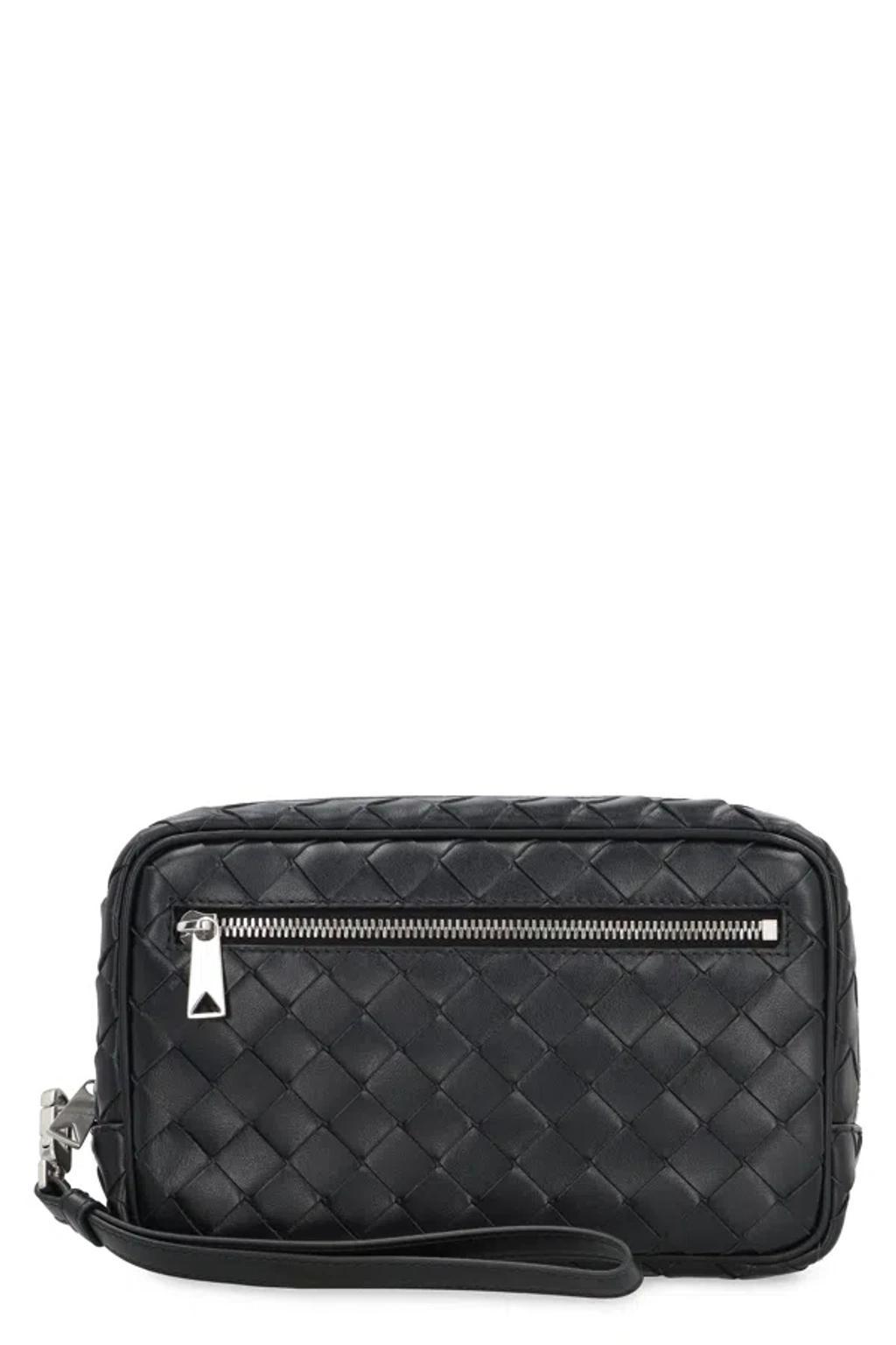 BOTTEGA VENETA Intrecciato Small Pouch With Wristlet In Black Product Image