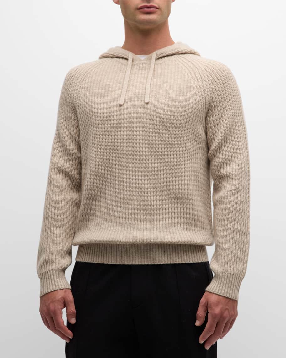 Men's Wool and Cashmere Ribbed Hoodie Product Image