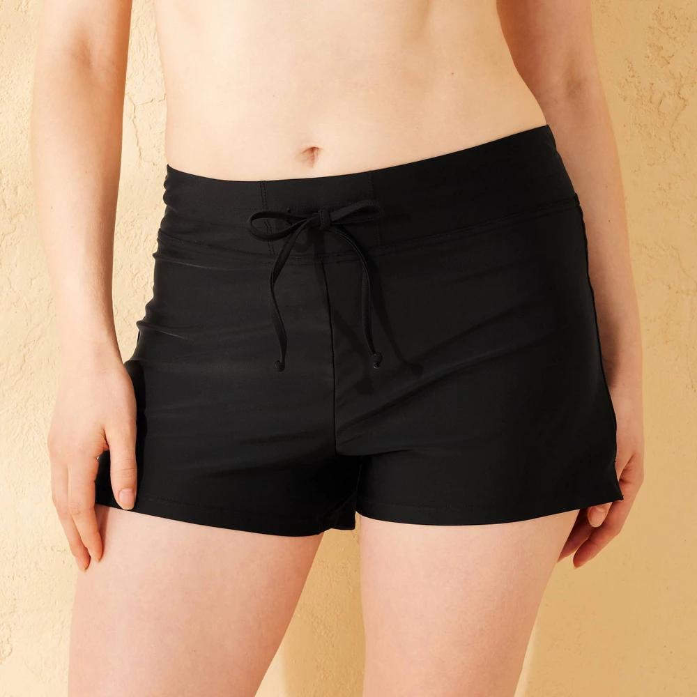 Womens Mid-Rise Swim Shorts - Shade & Shore Black M Product Image