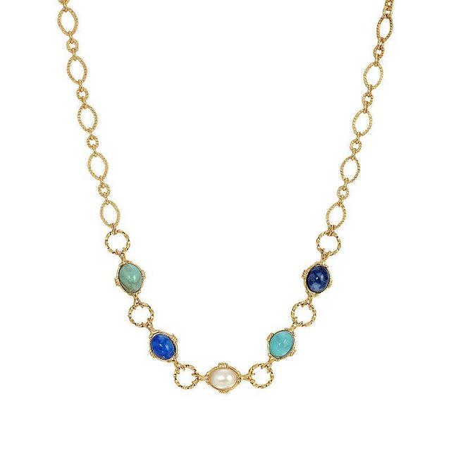 1928 Gold Tone Multi Color Link Necklace, Womens Product Image