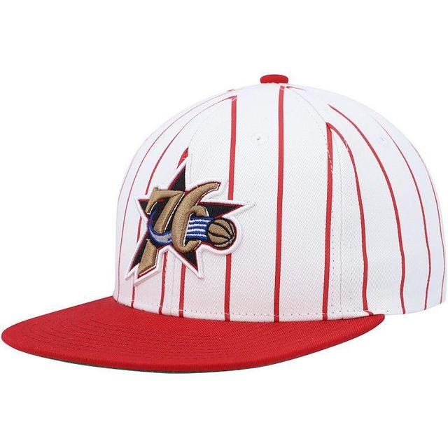 Mens Mitchell & Ness White Philadelphia 76ers Hardwood Classics Pinstripe Snapback Hat Product Image