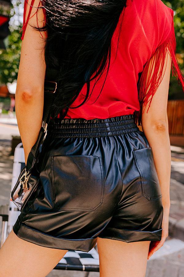 Called To Be Cute Faux Leather Shorts In Black Product Image