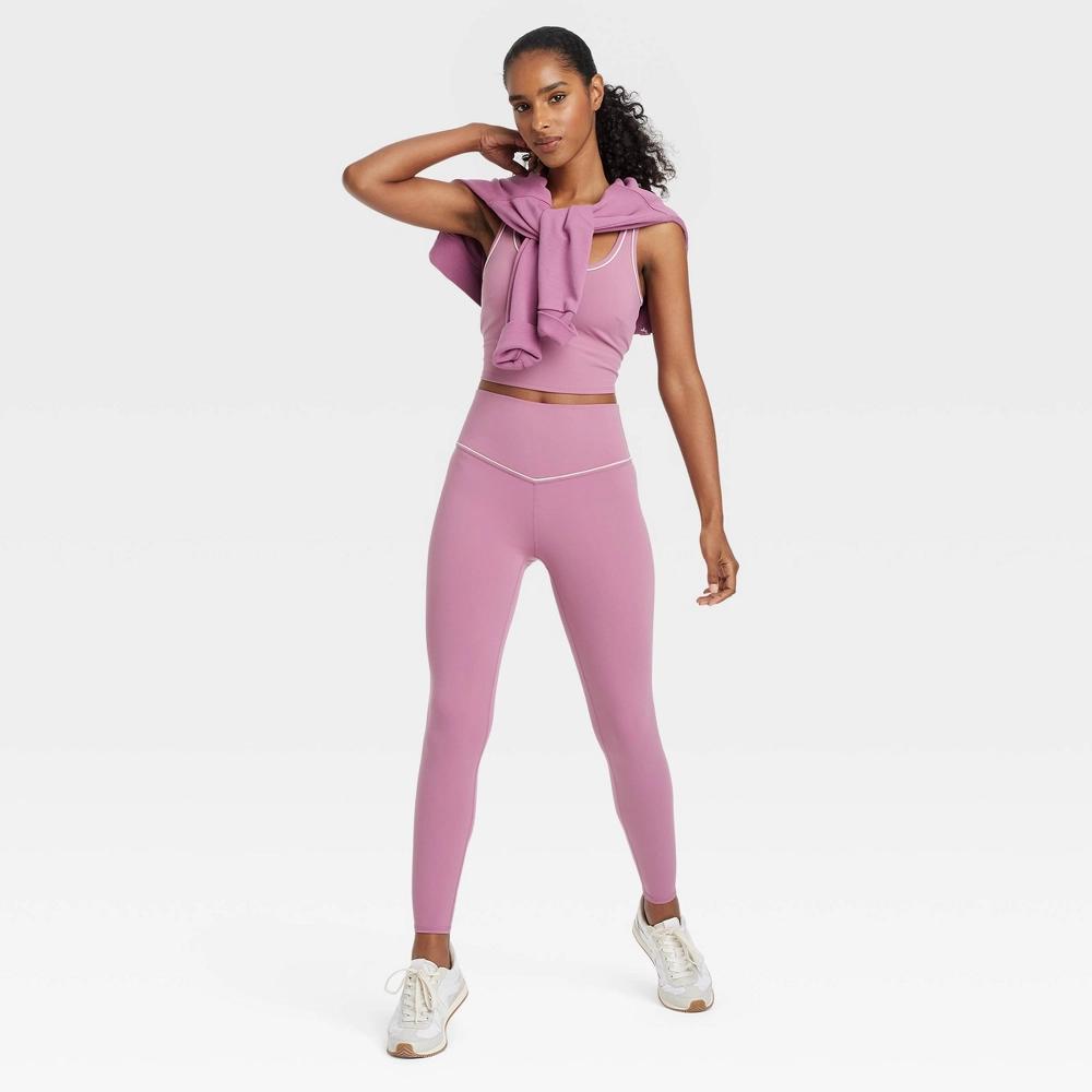 Womens High Rise Tipped 7/8 Leggings - JoyLab Mauve XL Product Image