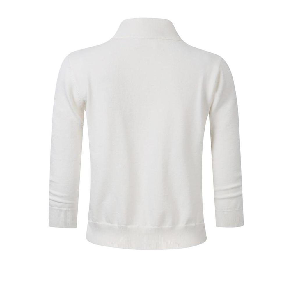 Women s 3/4 Sleeve Cropped Cardigan Sweaters Open Front Knit Short Bolero Shrugs (Small, White) Product Image