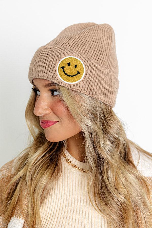 Friendly Smiles Knit Beanie in Warm Taupe Product Image