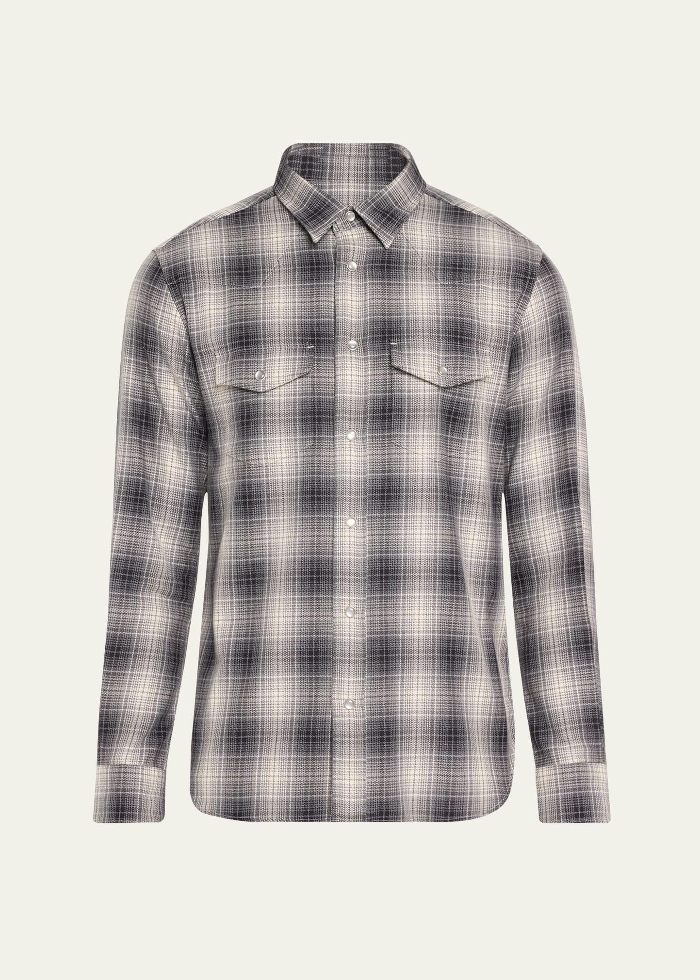 Mens Cotton Plaid Western Shirt Product Image