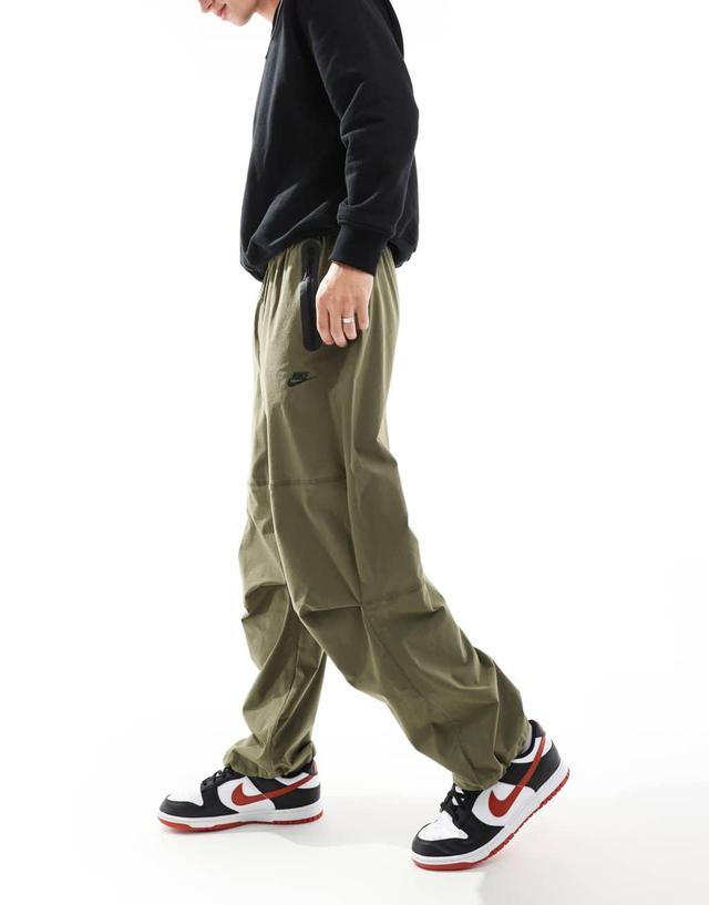 Nike Tech Woven oversized pants in khaki Product Image