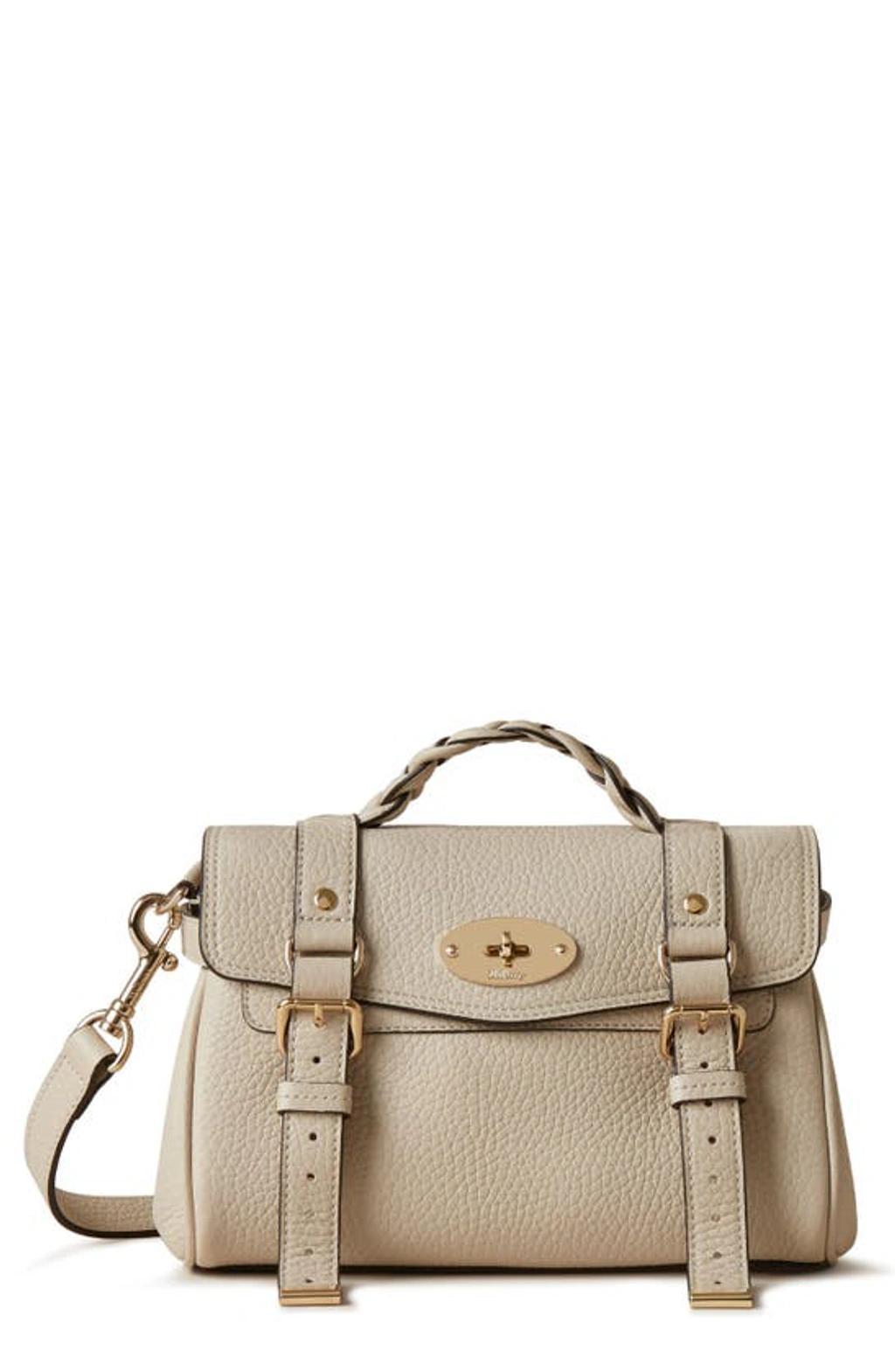 MULBERRY Mini Alexa Leather Satchel In Chalk Product Image