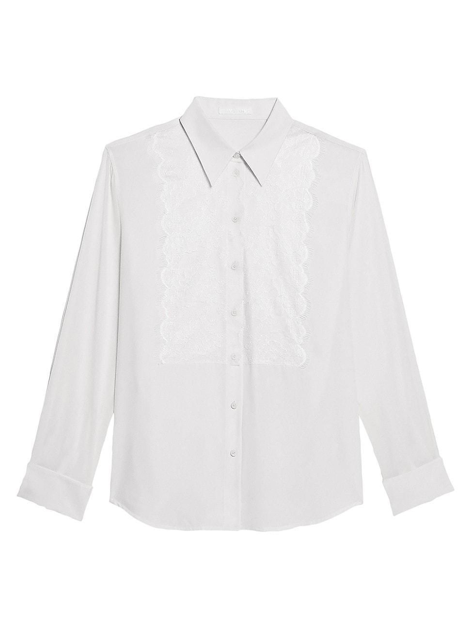 Womens Lace Relaxed Button-Front Shirt product image