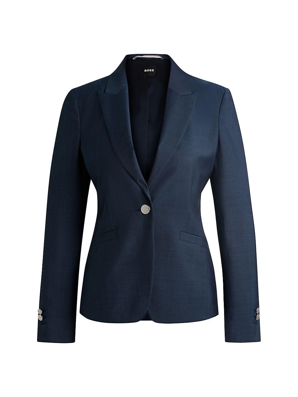 Womens Slim-Fit Jacket in Denim-Effect Wool Twill Product Image