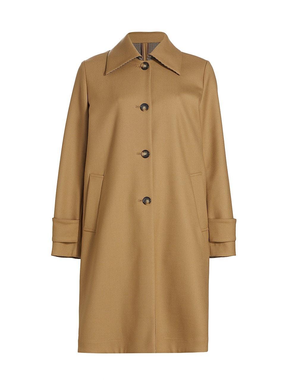 Womens Single-Breasted Wool-Blend Coat Product Image