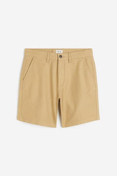 H & M - Regular Fit Cotton Chino Shorts - Beige Product Image