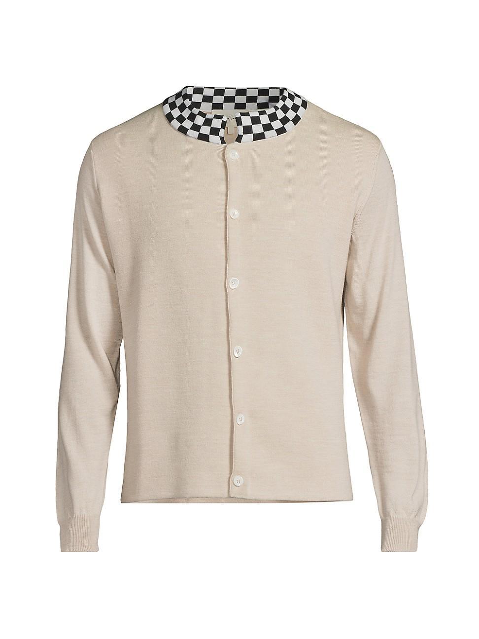 Mens Checkered Crewneck Cardigan Product Image