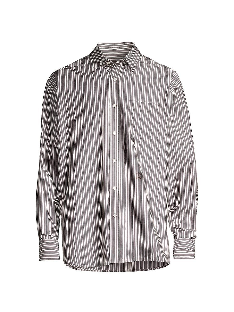 Mens Striped Cotton Button-Front Shirt Product Image