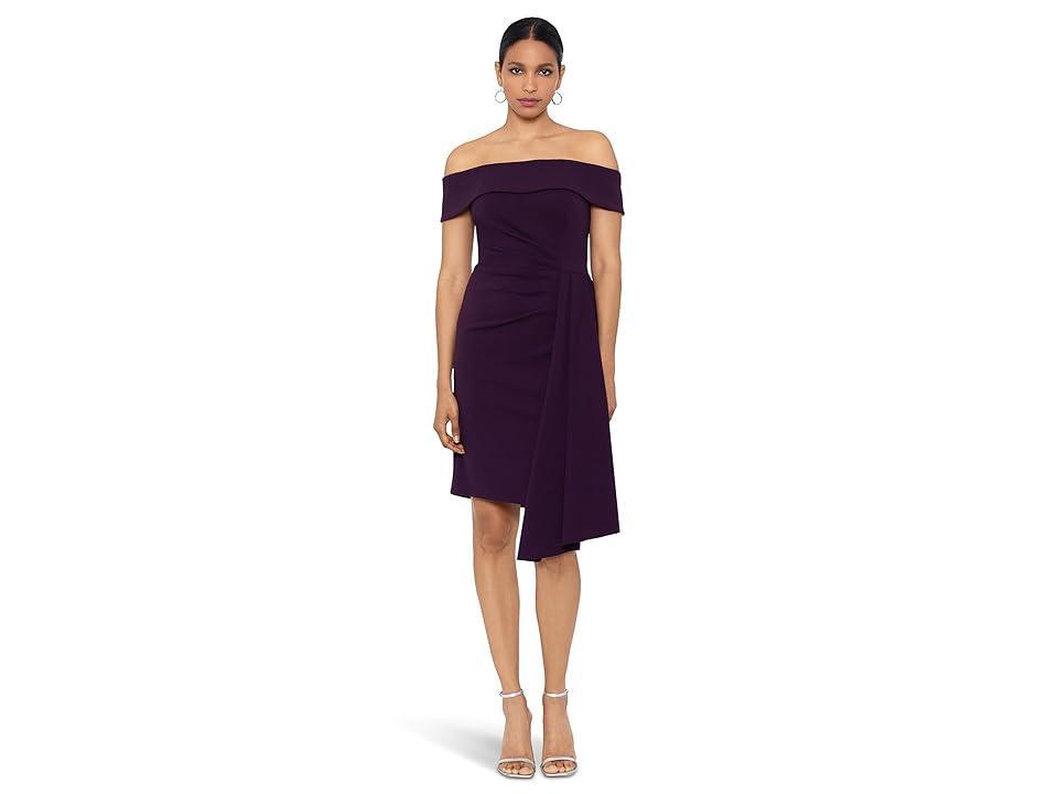 Xscape Off the Shoulder Scuba Crepe Dress Product Image