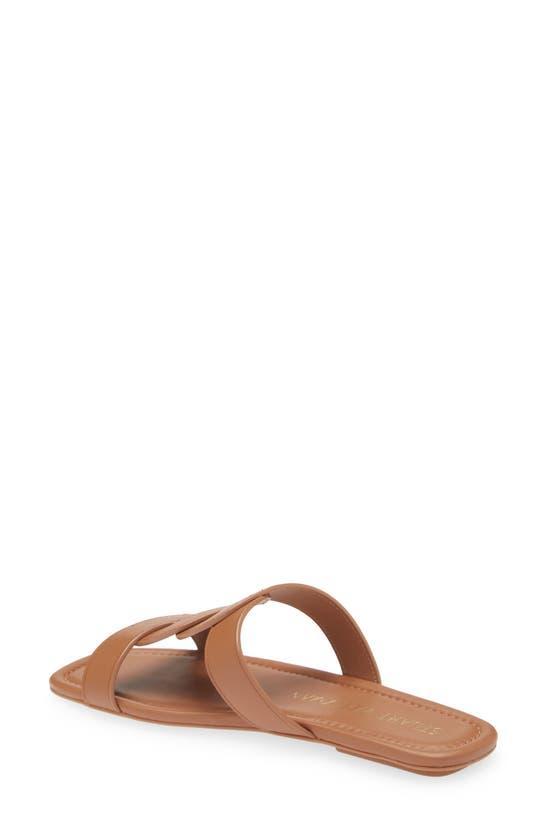 Ibiza Leather Woven-strap Slide Sandals In Tan Product Image