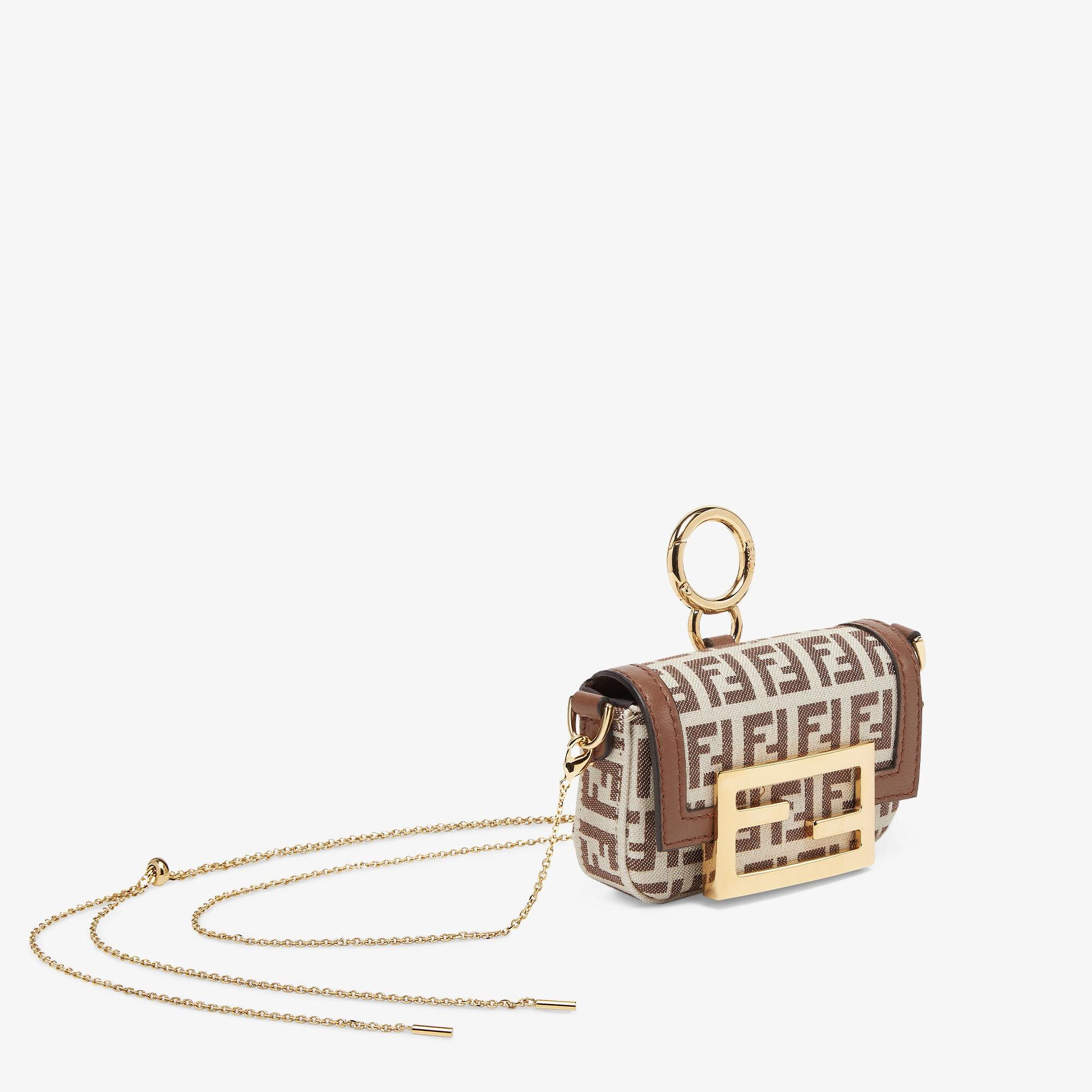 Nano Baguette CharmBrown nappa leather and fabric charm Product Image