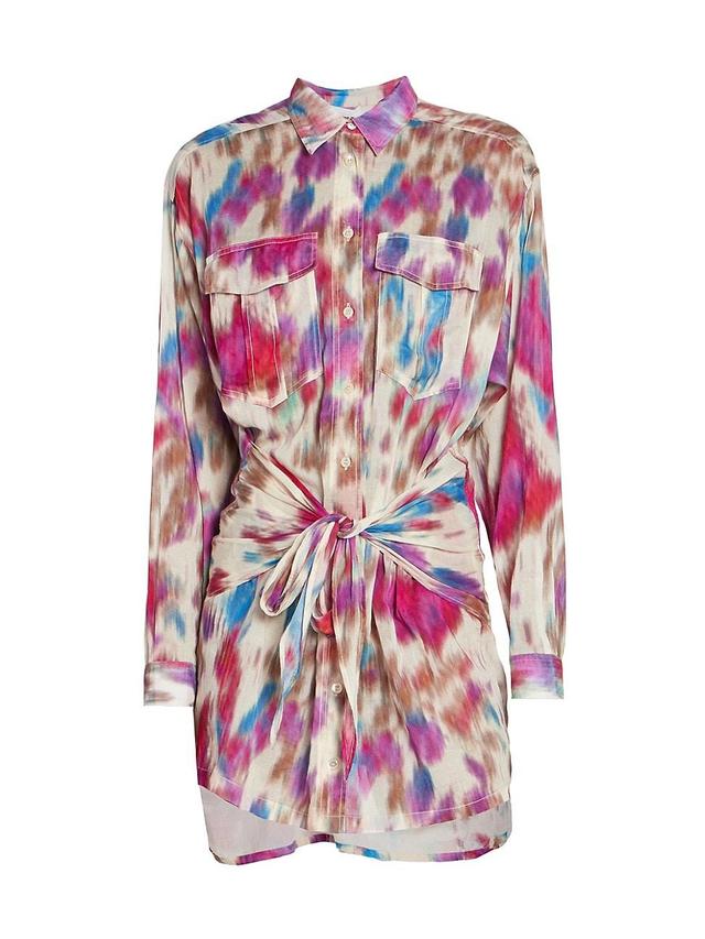 Isabel Marant toile Nueva Print Tie Waist Long Sleeve Shirtdress Product Image