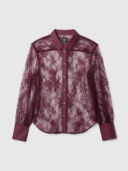 Sheer Lace Classic Shirt Product Image