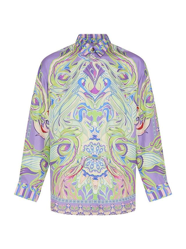 Mens Graphic Silk Button-Front Shirt Product Image