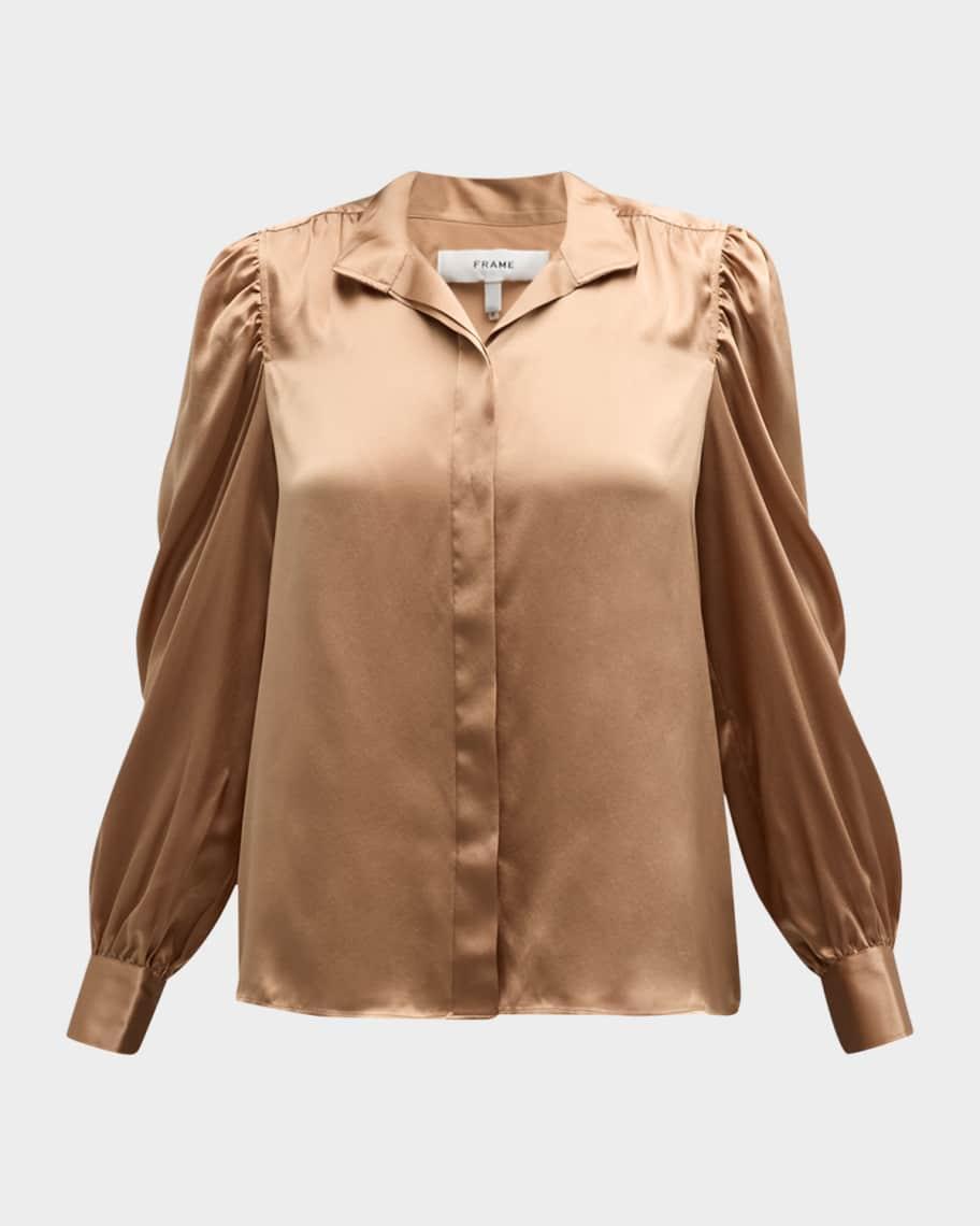 Womens Gillian Silk Puff-Sleeve Blouse Product Image