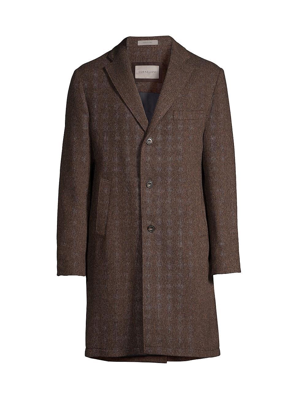 Mens Herringbone Wool Top Coat Product Image