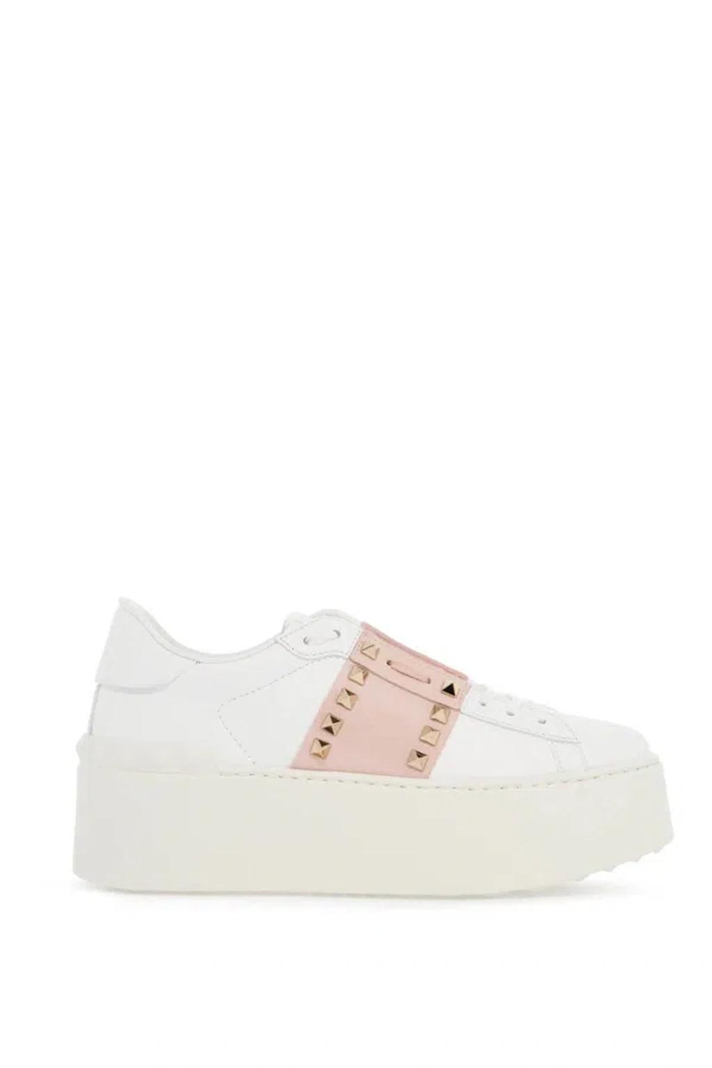 VALENTINO GARAVANI Open Rockstud Untitled Sneakers In White Product Image