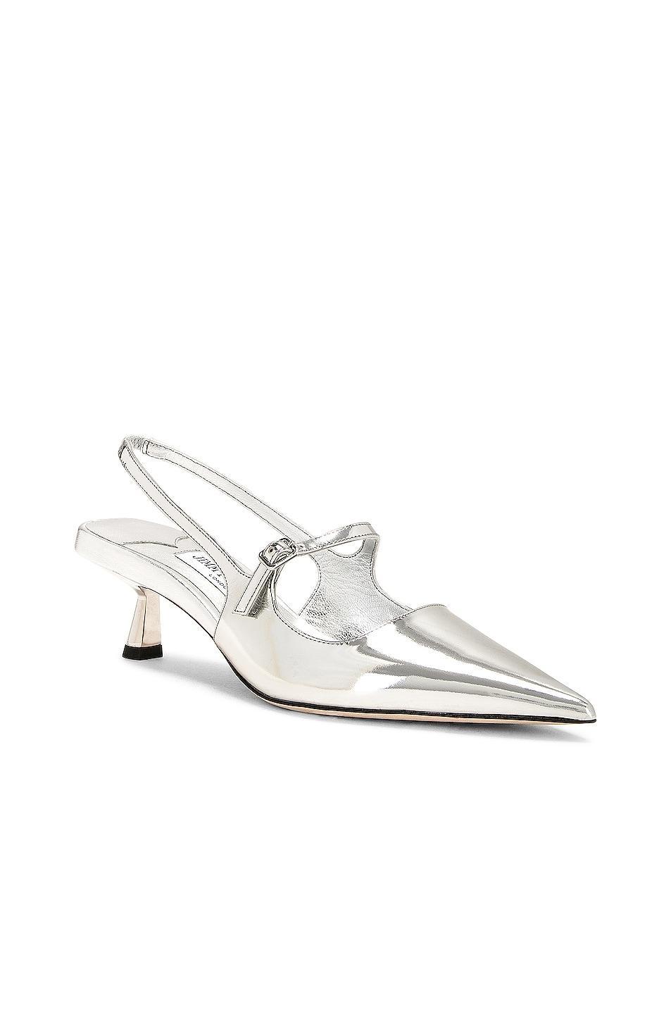 Jimmy Choo Didi 45 Metal Leather Slingback Pump in Metallic Silver Product Image