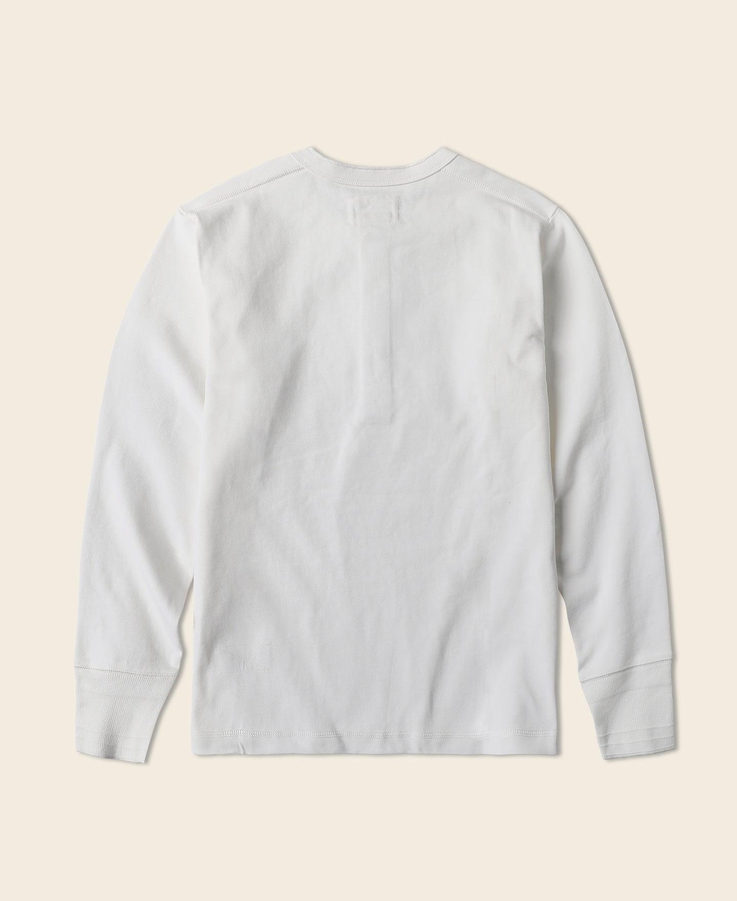 Vintage Long Sleeve Henley Shirt - White Product Image