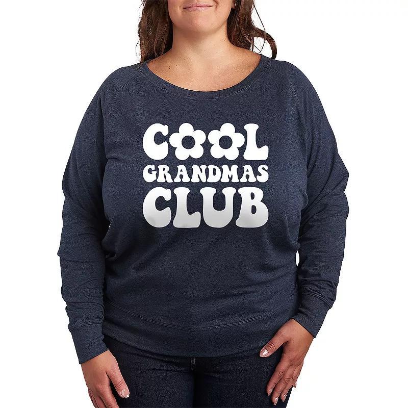 Plus Size Cool Grandmas Club Lightweight French Terry Sweatshirt, Girls Grey Indigo Product Image