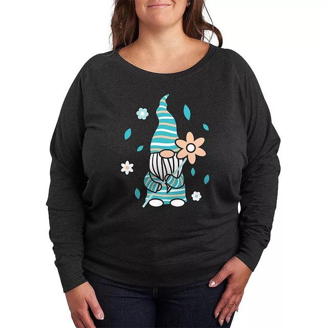 Plus Size Scandinavian Garden Gnome Lightweight French Terry Sweatshirt, Womens Grey Indigo Product Image