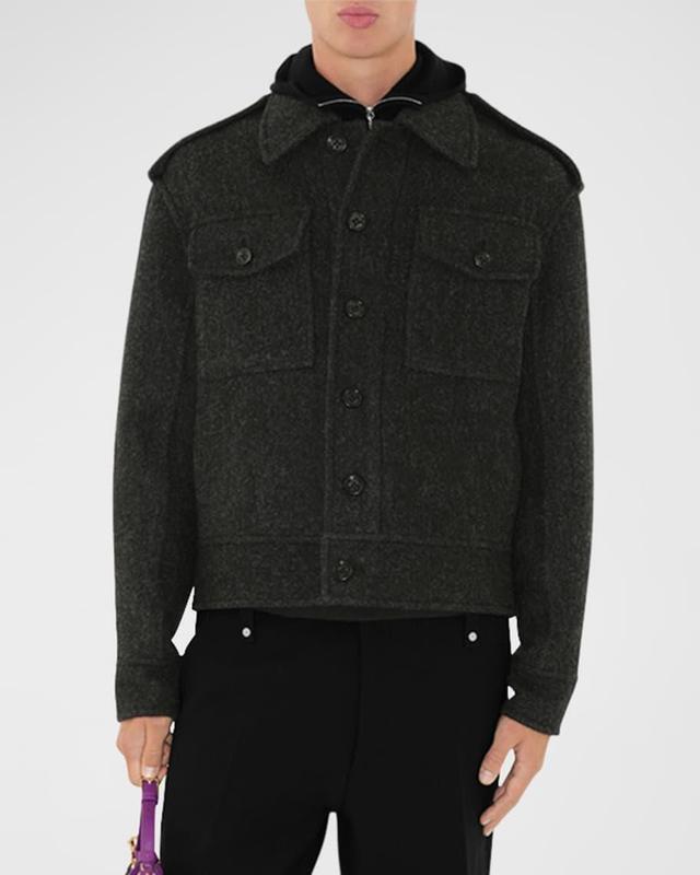 Mens Wool Military Bomber Jacket Product Image