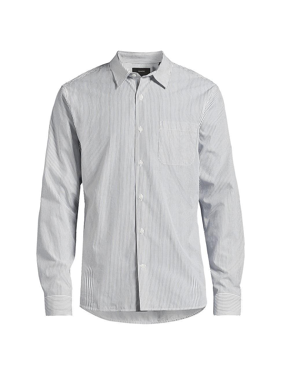 Mens Pinstriped Cotton-Blend Button-Front Shirt Product Image