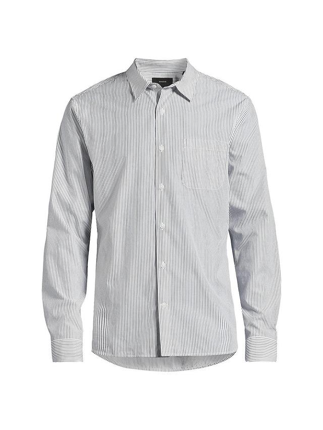 Mens Pinstriped Cotton-Blend Button-Front Shirt Product Image