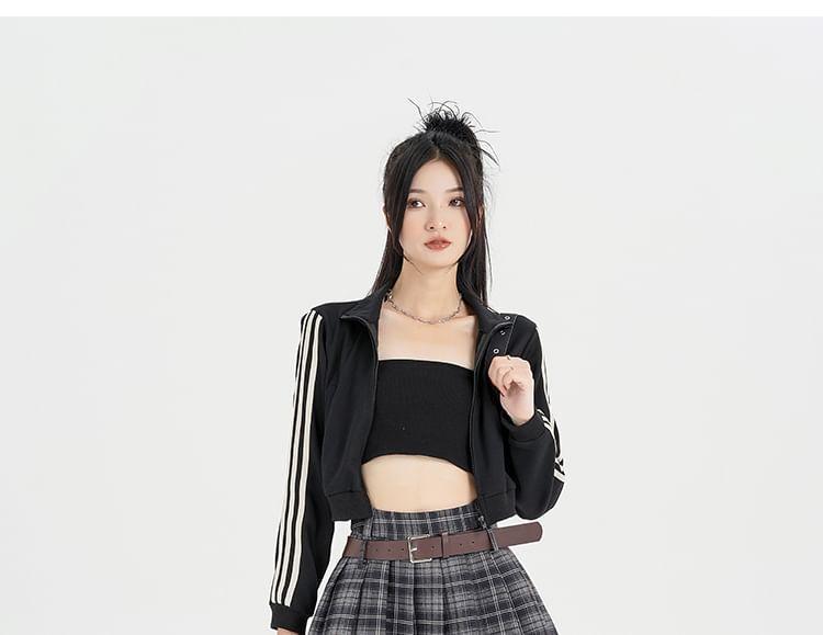 High Waist Plaid Pleated Mini A-Line Skirt Product Image