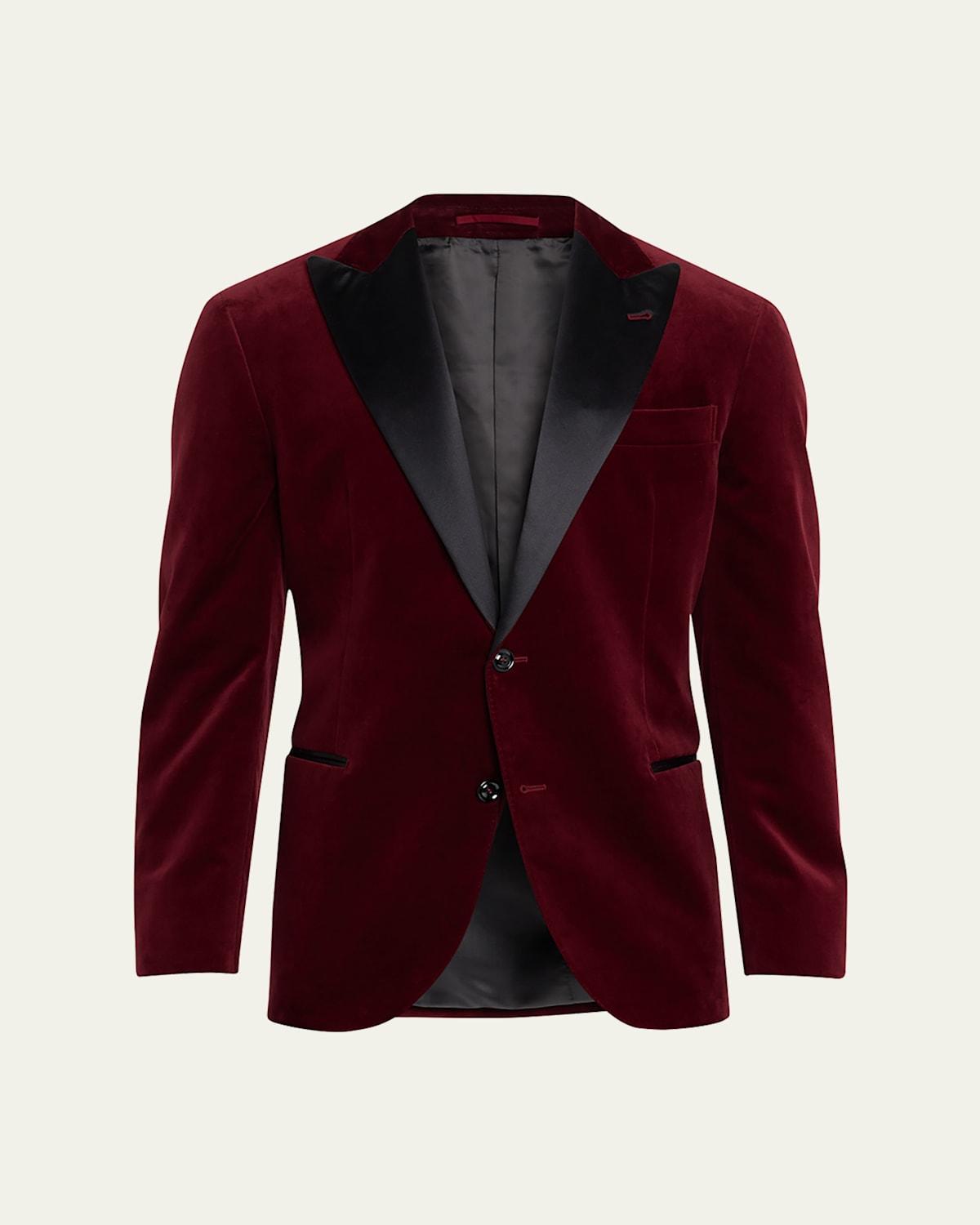 Mens Velvet Peak-Lapel Tuxedo Jacket Product Image