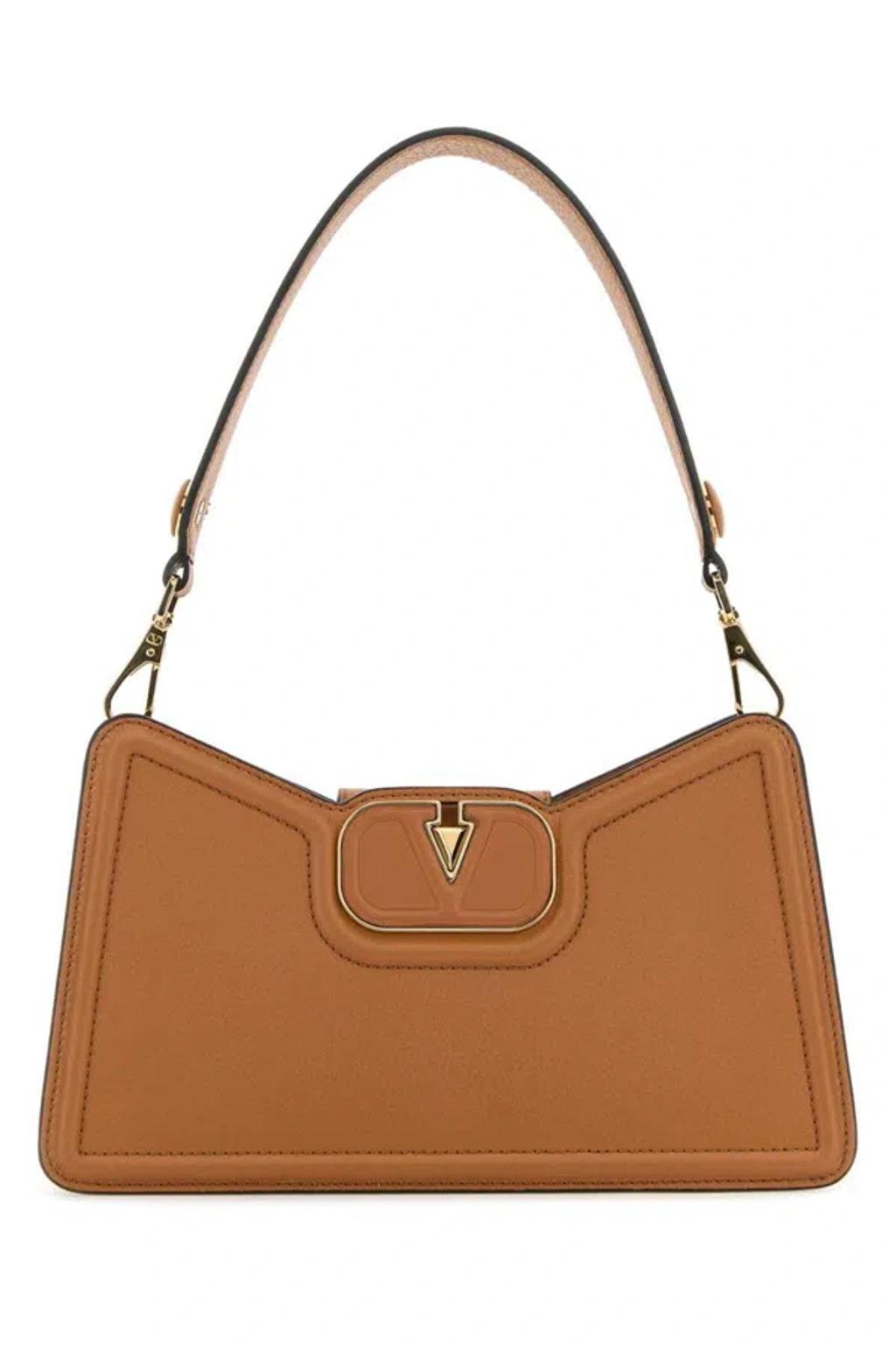 VALENTINO GARAVANI Vlogo Leather Shoulder Bag In Brown Product Image