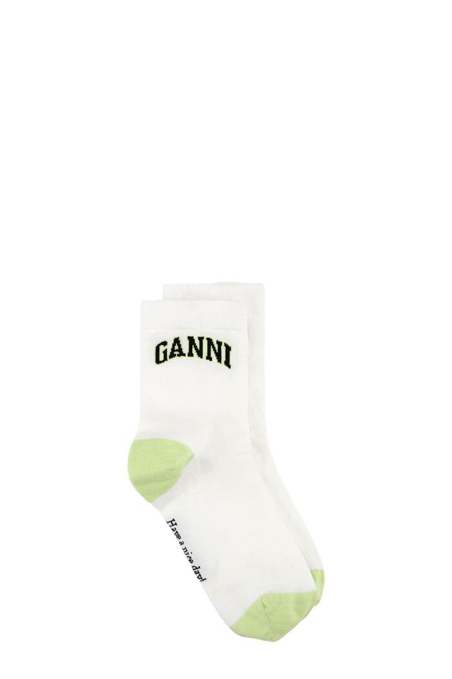 White/Green Socks Product Image